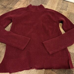 Gap Mock Neck Size Small Maroon Shaker Knit Tunic Sweater